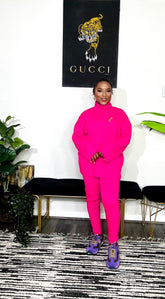 Arman Sleek 3 Piece Turtle Neck Sweater Set (Pink)